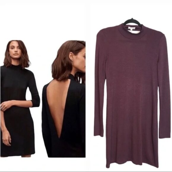 Aritzia Wilfred Free Moulton Burgundy Plum Knee Length Dress Minimalist - Picture 1 of 9